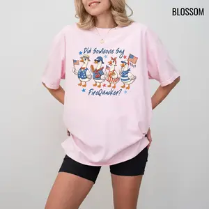 Comfort Colors Patriotic Goose T Shirt, Did Someone Say Firequacker Tee, America Firequacker Goose T-Shirt, Funny July 4th T-shirt, USA Shirt, Independence Day Graphic Teesth Gifts