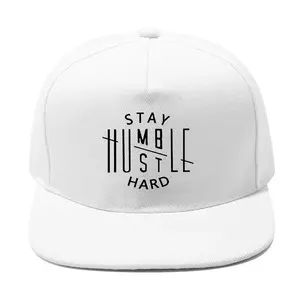 Black Snapback Cap With Stay Humble Hustle Hard Print For Casual Streetwear Style Baseball Cap Adjustable