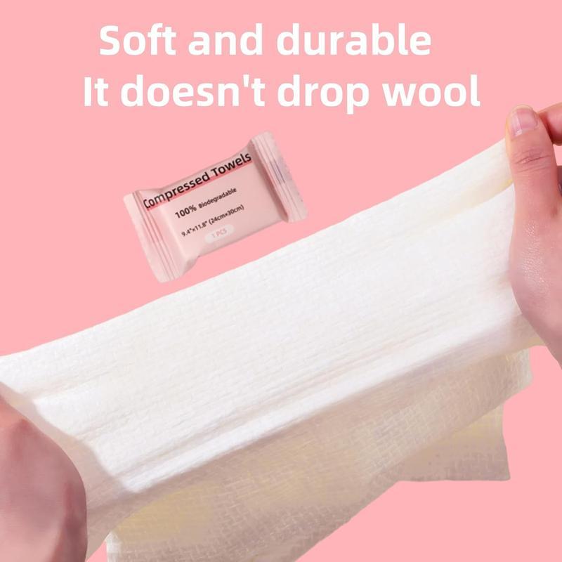 Disposable compressed towel tablets — portable, compact face towels suitable for home use, camping, hiking, travel, picnics, and gym workouts. Ideal for on-the-go hand cleansing, facial cleansing, and makeup removal. 1 pack, 30 count, size 9.4″ × 11.8″.