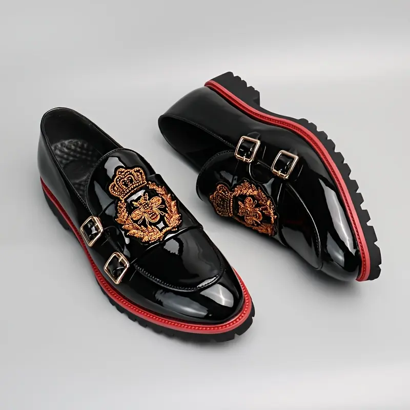 Men's Shoes Daily Outerwear for Gentlemen Men'S Embroidered Slip-On Loafers, British Casual Business Shoes.