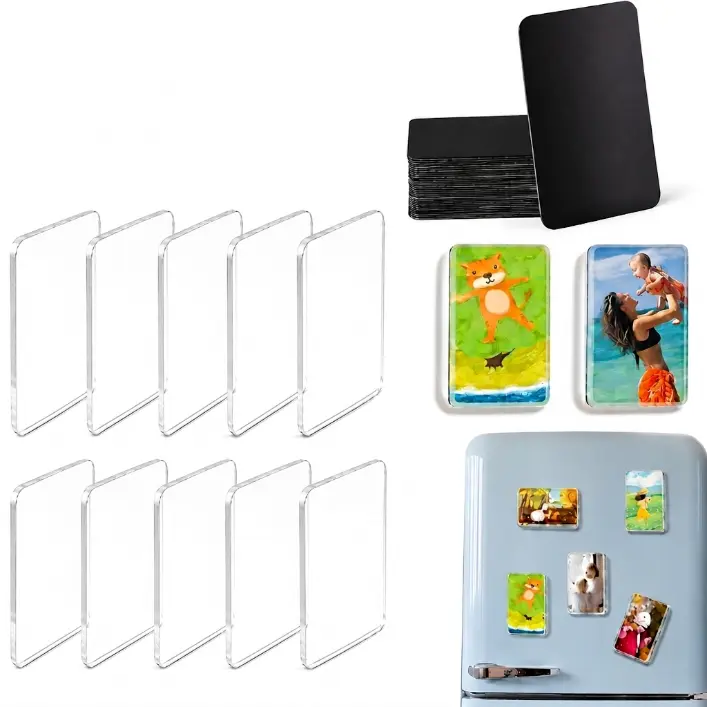 DIY Refrigerator Magnet Kit — Transparent Acrylic Magnetic Pieces; Suitable for Photos, Crafts, Offices, Classrooms, Cabinets, and Kitchens