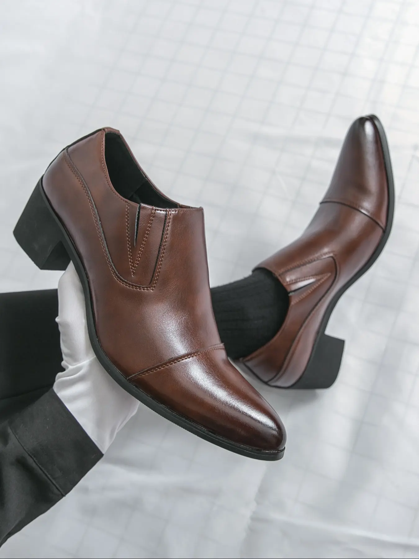 Men's High Heel Elevator Shoes, Pointed Toe Business Casual Fashion Formal Dress Shoes, Stylish Men's Footwear for Daily Wear, Office Work Footwear, Office Shoes, Business Style Footwear