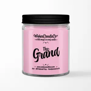 The Grand 8oz Soy Candle With FREE Hidden Pin Inside Wax - Wishes Candle Co - Theme Park Memories - Gift - Lobby - Resort - Green Clover and Aloe
