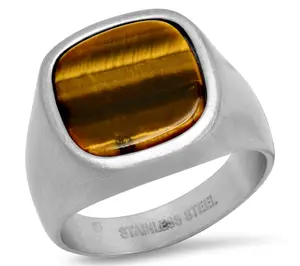 Steel By Design Men's Tiger Eye Signet Ring
