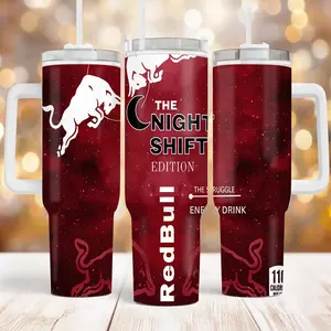 Night Shift 40oz Tumbler, RedBull Inspired Starry Galaxy Design, Energy Travel Mug, The Struggle Is Real Cup, Gift for Night Owls, Stainless Steel Coffee Cup, Gamer & Worker Gift, Tea Drinkware, Gift for Friends