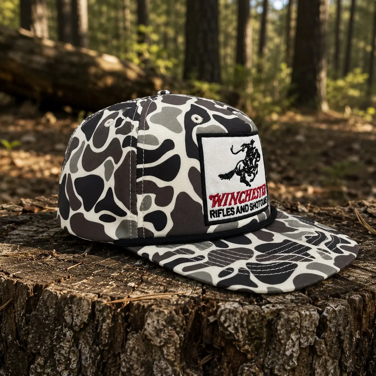 [SAVE 50%] Vintage Winchester Duck Camo Rope Snapback Hat Embroidered Hunting Fishing Cap Outdoor Adjustable Gift for Men