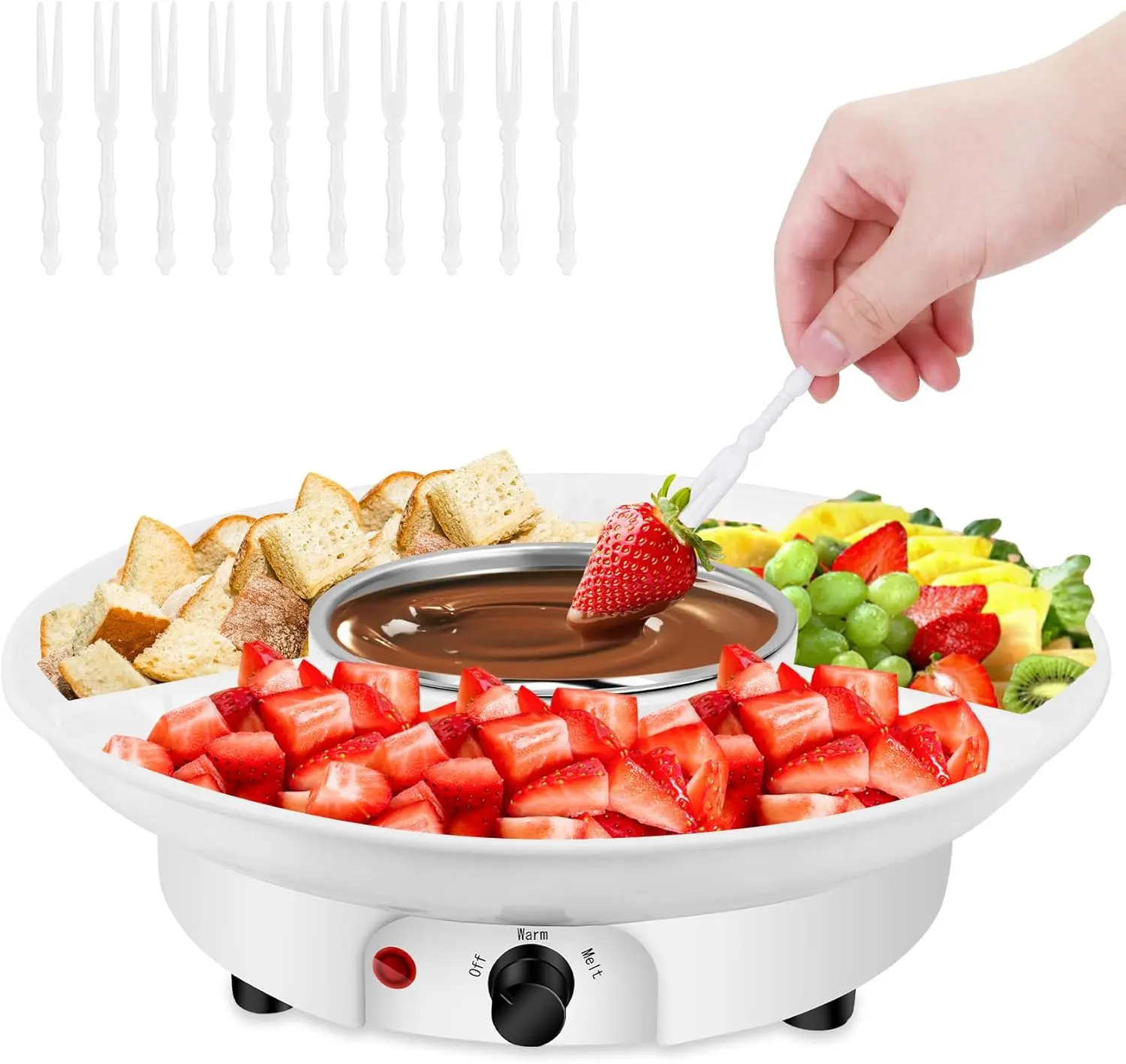 8.79oz MINI Electric Chocolate Melting Pot,Melting Fondue Set with 4PCS Forks,Cute Chocolate Fondue Fountain,Warmer Machine for Milk Chocolate,Cheese,Butter,Candy