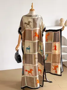 Women's Floral Print Dress Set with Scarf, Casual Fitted Design, Perfect for Beach, Outdoor, Sun Protection, Windproof, Daily Wear