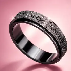 Anti-Anxiety Fidget Ring with “Keep Going” Engraving – Rotating Stress Relief Ring, Trendy Gift Idea for Her Him