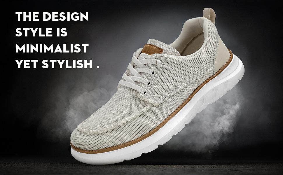 Men's Lightweight Slip-On Casual Trainers, Knit Moc-Toe Loafers with Brown Trim, Breathable Non-Slip Shoes for Work & Travel, Comfortable Driving Footwear,shoes for back to school,back to school shoes
