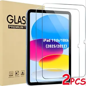 Two-Pack 9h Hardness Tempered Glass Film Screen Protector for iPad 10th-11th Gen, Anti-Fingerprint Scratch Resistant, Full Screen Coverage, High Clarity