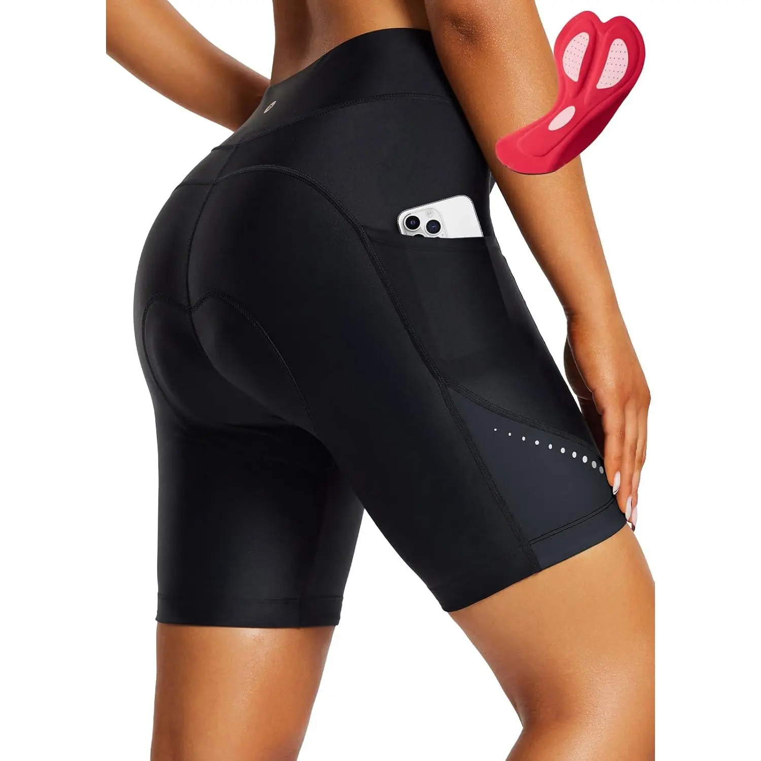 Baleaf Women's 4D Padded Biker Shorts with Pockets, Breathable 7" Inseam Cycling Underwear with Silicone Grippers, UPF 50+, Biker Shorts Pockets