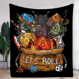 Dungeons & Dragons D20 Dice Blanket - Giant Polyhedral Design with Numbered Sides, Soft Flannel Throw for Tabletop Gaming Sessions  Lightweight and skin-friendly, a must-have for home and travel.