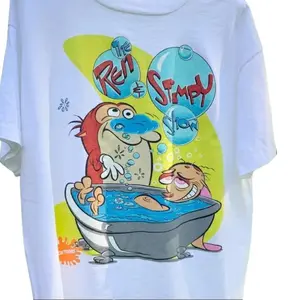 vtg Ren and Stimpy white T-shirt Unisex short sleeve All sizes, Graphic tees, Streetwear, Men gifts, Short sleeve, cotton, Top, Menswear
