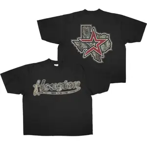Houston Texas Camo Graphic Tee,Camo Star Texas Edition Vintage Shirt, Houston Camo Vintage T-Shirt Menswear Crewneck Shortsleeve Casual-DK.X