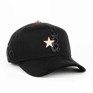 Barbas Hats "B Star Rose Gold" Men's Adjustable Cap - Star Motif, Chic Casual Snapback, 1 Size, Holiday-Festive Streetwear Men's Accessory