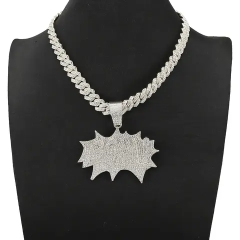 Men's Hip Hop Cuban Chain Necklace, "BOM!" Letter Pendant - Party Jewelry for Music Festivals, Halloween and St. Patrick's Day - Men's Year-Round Gift, Hip Hop Necklace, Holiday Accessory, Bold Statement Piece