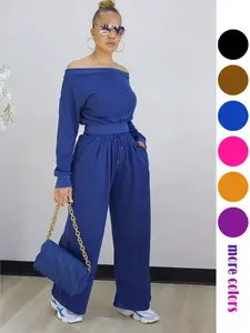 2026Women's Casual Two-Piece Set, Plain Loose Fit Design, Long Sleeves & Pockets, Perfect for All Occasions, Y2K Style