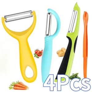4Pcs Vegetable Potato Peelers for Kitchen Y Peeler for Apple Fruit Carrot Zucchini Cucumber Potatoes, Good Grip Veggie Peeler Makes Peeling Very Easy Stainless Steel Utensils Blade