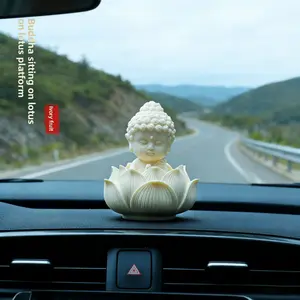 Car Dashboard Decorative Lotus Buddha Figurine, Creative Car Interior Ornament, Stylish Auto Accessory for Vehicle Decoration