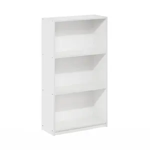 BASIC Bookcase, 3-Tier Modern Bookshelf, Open Shelf Bookcase, 9.3 x 21.8 x 39.5, for Living Room Bedroom Home Office, White/White