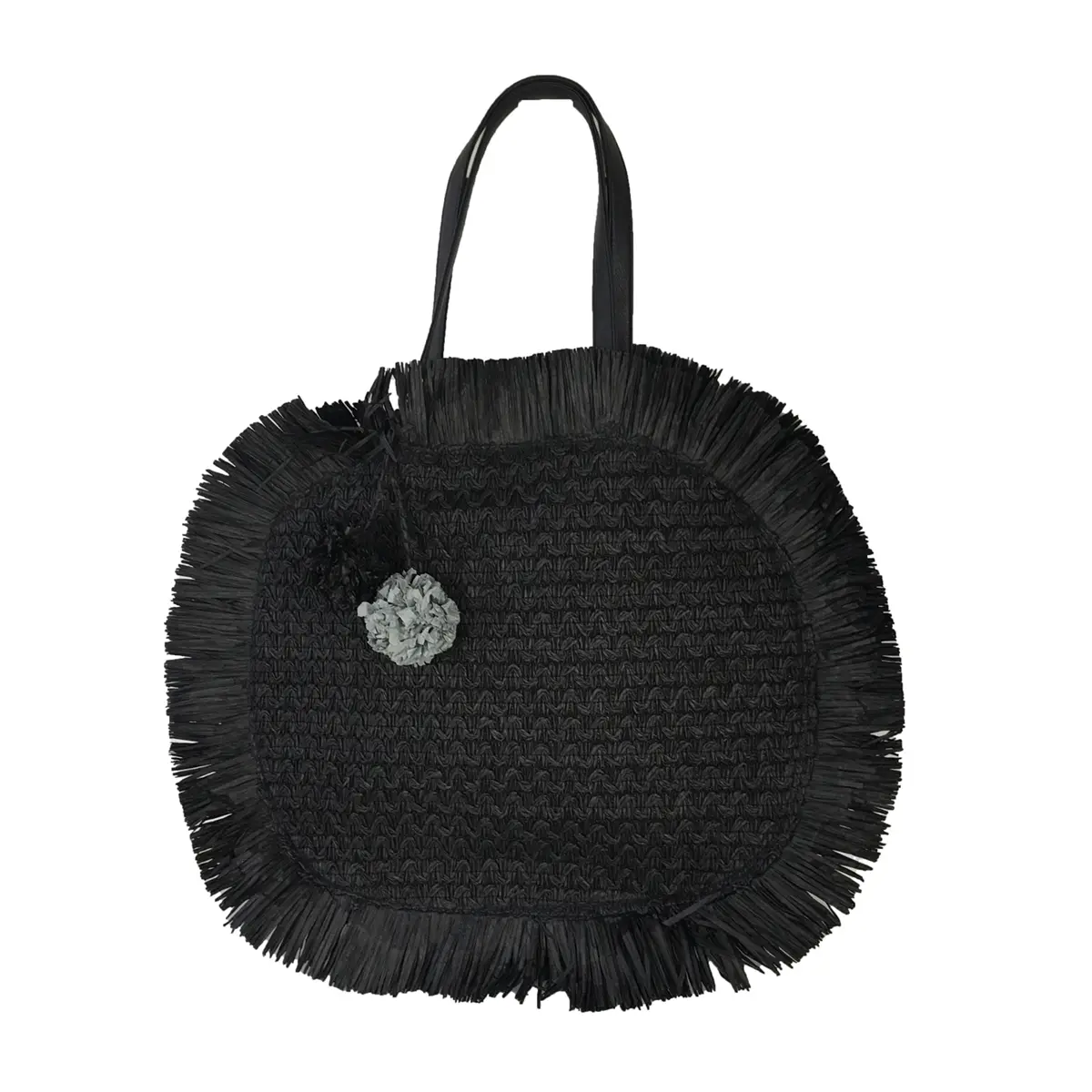 Alex Max Women's Bohemian Straw Tote, Large Round Bag with Fringe Trim for Beach-Use and Shopping, Casual, High-Capacity
