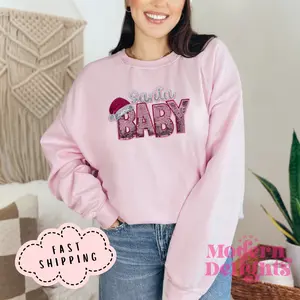 Santa Baby Chenille Patch Women's Crewneck