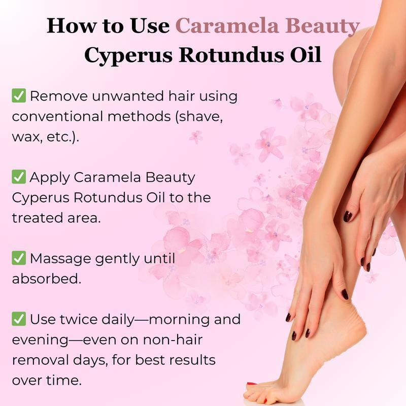 Caramela Beauty Cyperus Rotundus Oil for Natural Permanent Hair Reduction 60ml,Mild and Non-irritating Body Care Wax,Moisturizing & Soothing for Skin Care Depilatory,Unisex Hair Removal Creamoil,Daily Use Cosmetic Gentle Removal