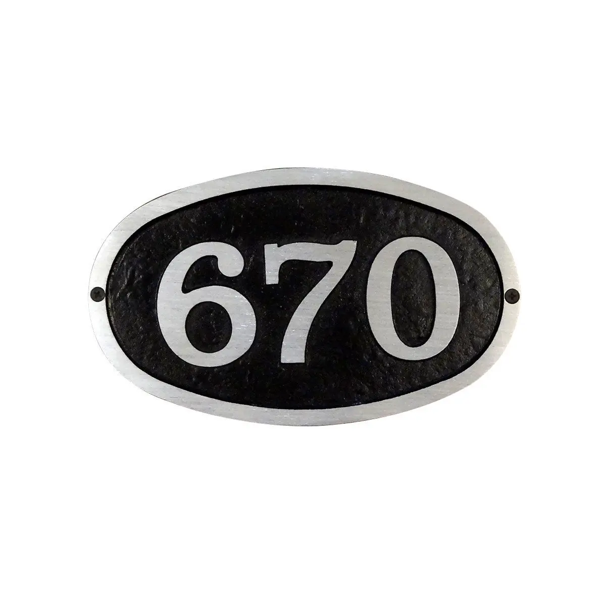 Special Lite Products SAP-4330-100-BLK Modern Rectangular Cast Aluminum Wall-Mount Address Plaque Sign - 10.75in W x 6.5in H x 0.5in D, Black, Brushed Aluminum Bold Italics Numbers, Home Decor Wall Mount Signs for Homeowners