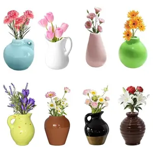 8 Pack Mini Magnetic Vases – Ceramic Fridge Magnet Flower Holders