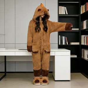 Capybara Adult Onesie Pajamas Cartoon Animal Pajamas Gladiator Suit Halloween Cosplay Costume Warm Sleepwear Jumpsuit