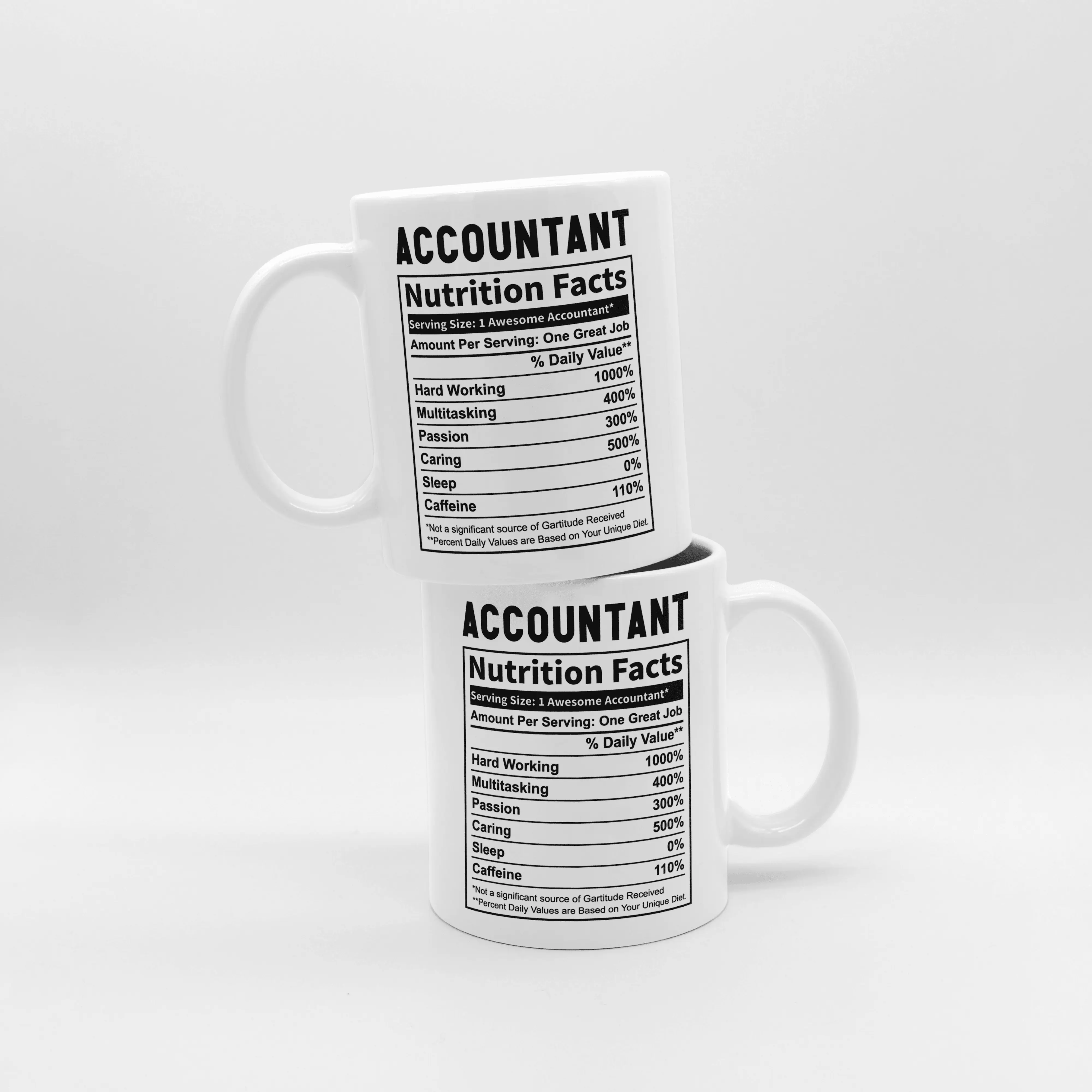 Funny Accountant Mug – Accountant Nutrition Facts Coffee Cup – Hilarious Ceramic Gift for CPA, Bookkeeper, Tax Pro or Office Coworker – Great for Tax Season, Promotions, Boss’s Day, or Retirement – Dishwasher & Microwave Safe accountant gift mugs