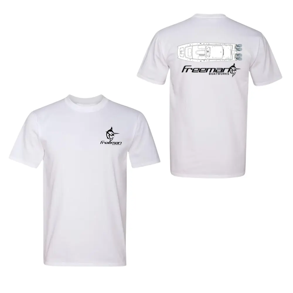 Freeman Boatworks Men's Classic Offshore Fishing Top - Ribbed, Seamless Short Sleeve Graphic T-Shirt for Boaters, Shortsleeve, Cotton, Fabric, Print, Ribbed Crew, Basic, Fitted, Waste Reduction, M, Soft, Tee