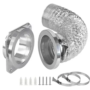 Magnetic Dryer Vent Coupling Connector Kit - DV180 Airtight Seal, Quick Connect, Includes 4"x3.3ft Duct & 2 Clamps Venting Hose