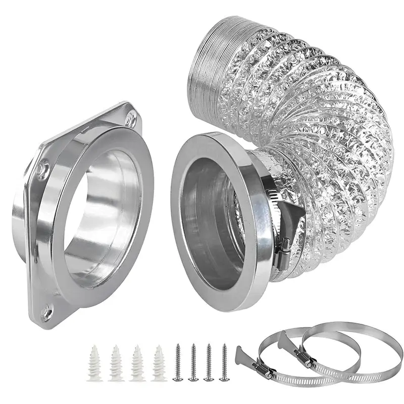 Magnetic Dryer Vent Coupling Connector Kit - DV180 Airtight Seal, Quick Connect Venting Accessories, 4"x3.3ft Duct, 2 Clamps Venting Hose Vent Adapter Appliance Parts
