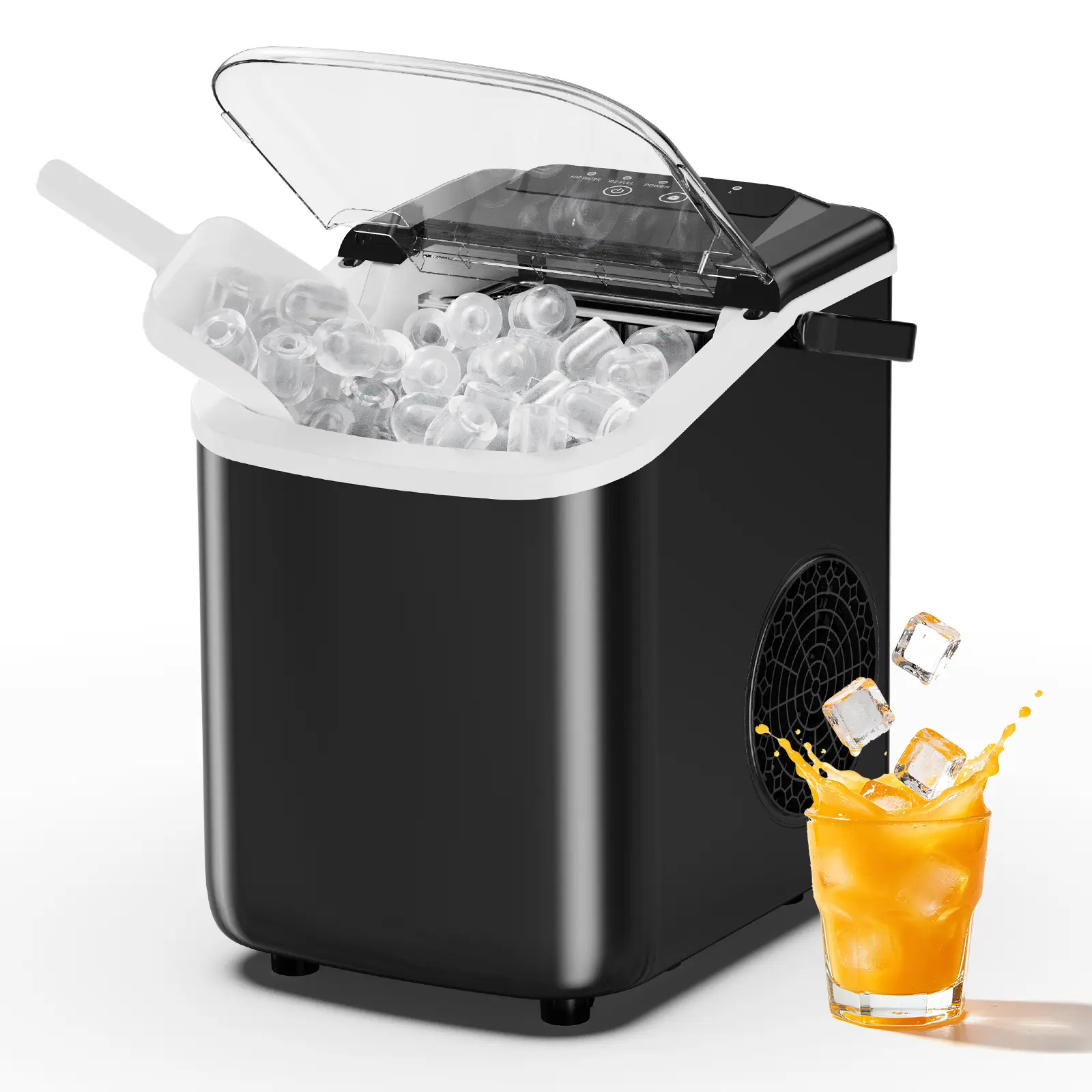 Sweetcrispy Countertop Ice Machine - 6 Mins Fast Production, 26 lbs Daily Output, Self-Cleaning, Includes Scoop & Basket, for Home, RV, Ice Machine Countertop