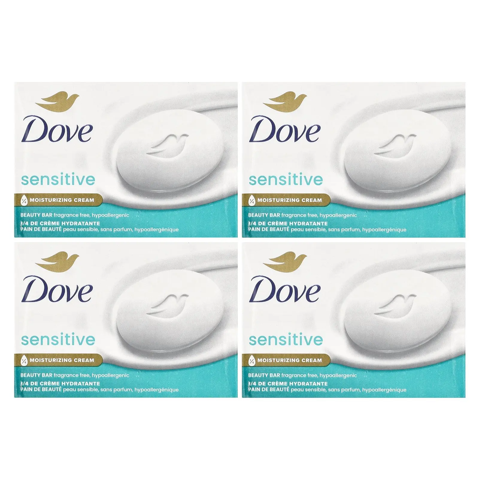 Dove Beauty Bar Soap, Sensitive Skin, Fragrance Free, 4 Bars, 3.75 oz (106 g) Each Dove Beauty Bar Soap, Sensitive Skin, Fragrance Free, 4 Bars, 3.75 oz (106 g) Each