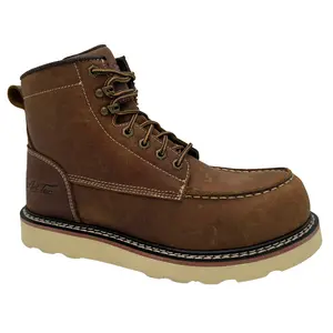 AdTec: RANCHO: MEN'S 6" MOC TOE: CRAZY HORSE-WHISKEY BROWN-[COMPOSITE SAFETY TOE]- 9256CR