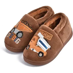 L-A09   Toddler & Little Kids Slippers for Boys and Girls: Cute Warm Winter House Shoes for Indoor & Bedroom Use