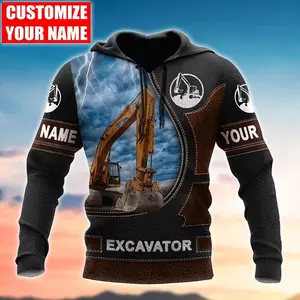 Personalized Excavator Heavy Equipment Pattern 3D All Over Printed Unisex Classic Hoodie And Zip Hoodie, Gift For Men And Women Black