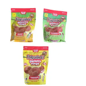 3 pack Pulparindo Gummg Rings de la rosa  Flavor Tamarind mango and watermelon Mexican candy Sour Gummy Variety Sweet