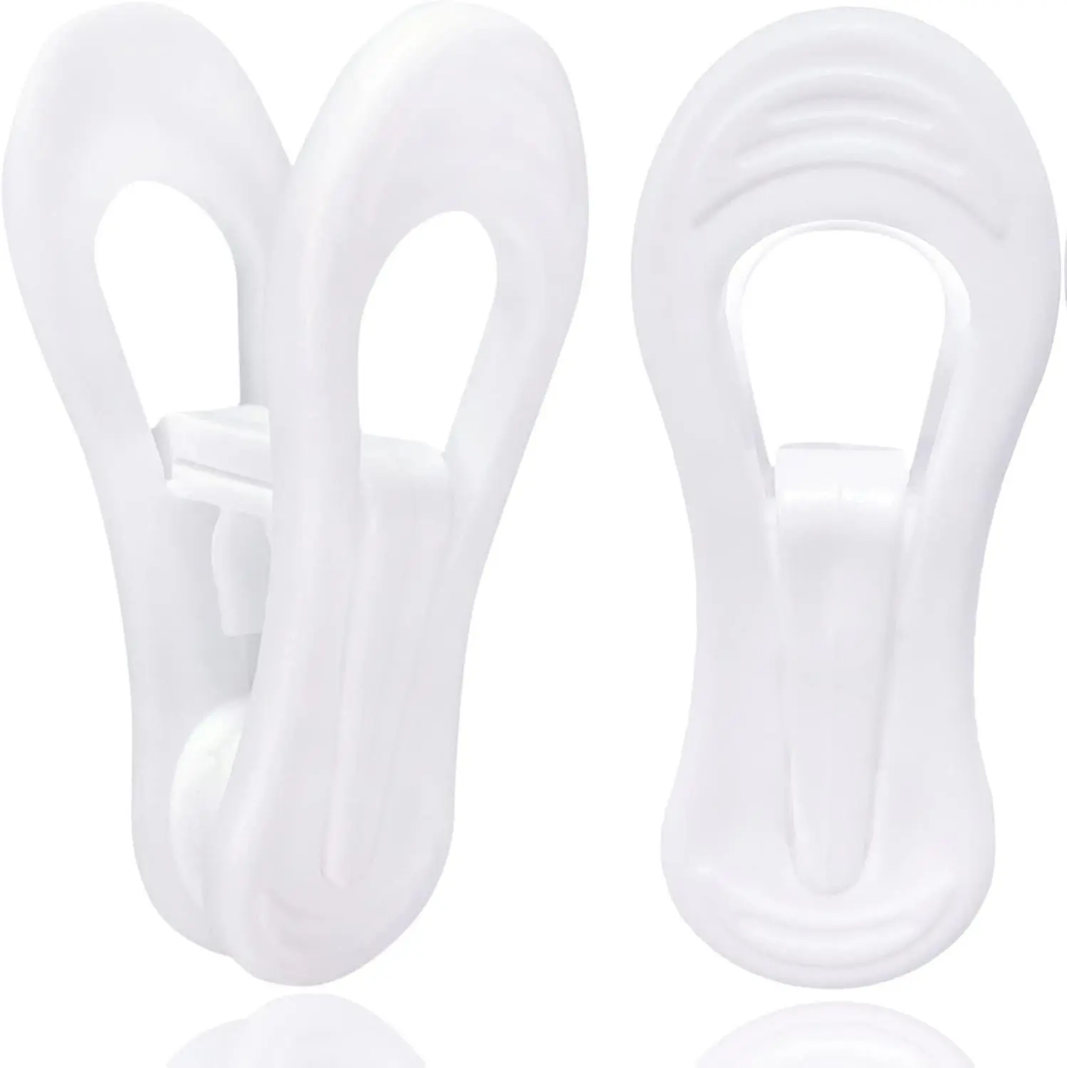 50-Pack White Plastic Hanger Clips – Multi-Purpose Clothes Pins for Skirts & Pants