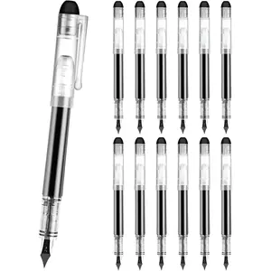 Disposable Fountain Pens for Writing - Fine Point Nib, Pack of 12, Black