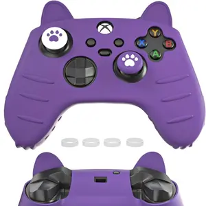 Xbox Series S Controller Cover Case, Anti-Slip Silicone Cover Skin for Xbox Series X Controller with Thumb Grip Caps,Joystick Protectors and Cover Wrap Sticker - Purple