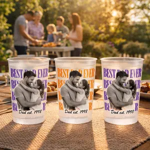 Custom Photo Frosted Cup - Personalized "Best Dad Ever" Gift for New Dad & Grandpa