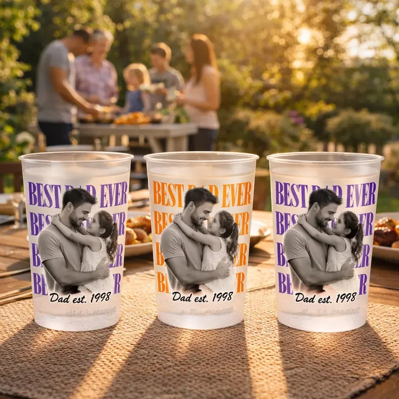 Custom Photo Frosted Cup - Personalized "Best Dad Ever" Gift for New Dad & Grandpa