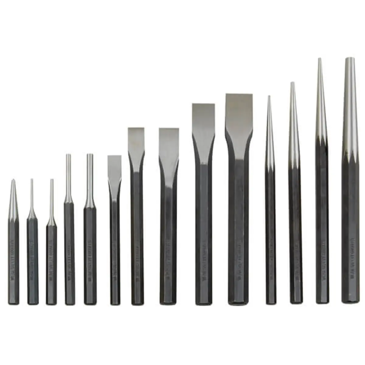 212 MAIN ATD Tools ATD-714 14-Piece Punch & Chisel Set, Corrosion Resistant Heat-Treated Home Hardware Woodworking Hand Tools