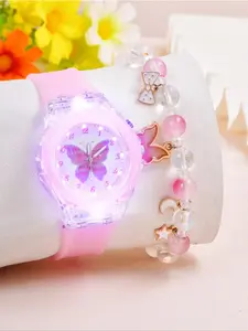 Cute  Watch & Butterfly Design Bracelet Set, Fashionable Quartz Analog Watch & Jewelry Set for Girls, Trendy All-match & Exquisite Watch Set for Birthday Gift, Quartz Wristwatch