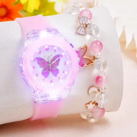 Mother's Day Gift Cute Watch & Butterfly Design Bracelet Set, Fashionable Quartz Watch & Jewelry Set for Girls, Trendy All-match & Exquisite Watch Set for Birthday Gift, Quartz Wristwatch