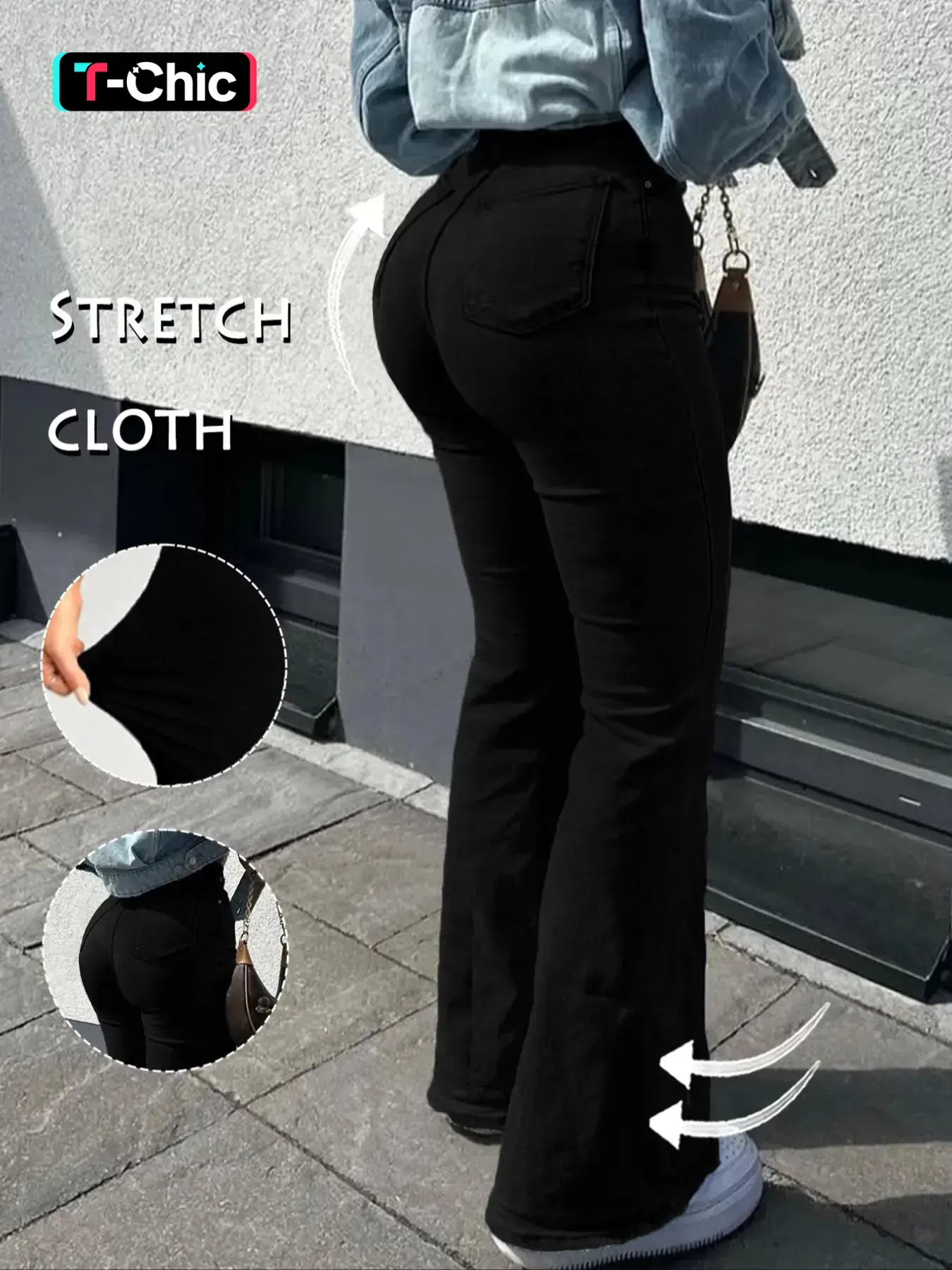 GILIPUR Y2K Women's Slim-Fit Flared Pants,Casual Pants,Casual fashion pants,Button-Fly Pocket,Faux Denim,High Elastic,Suitable For All Seasons,Daily Wear,Womenswear